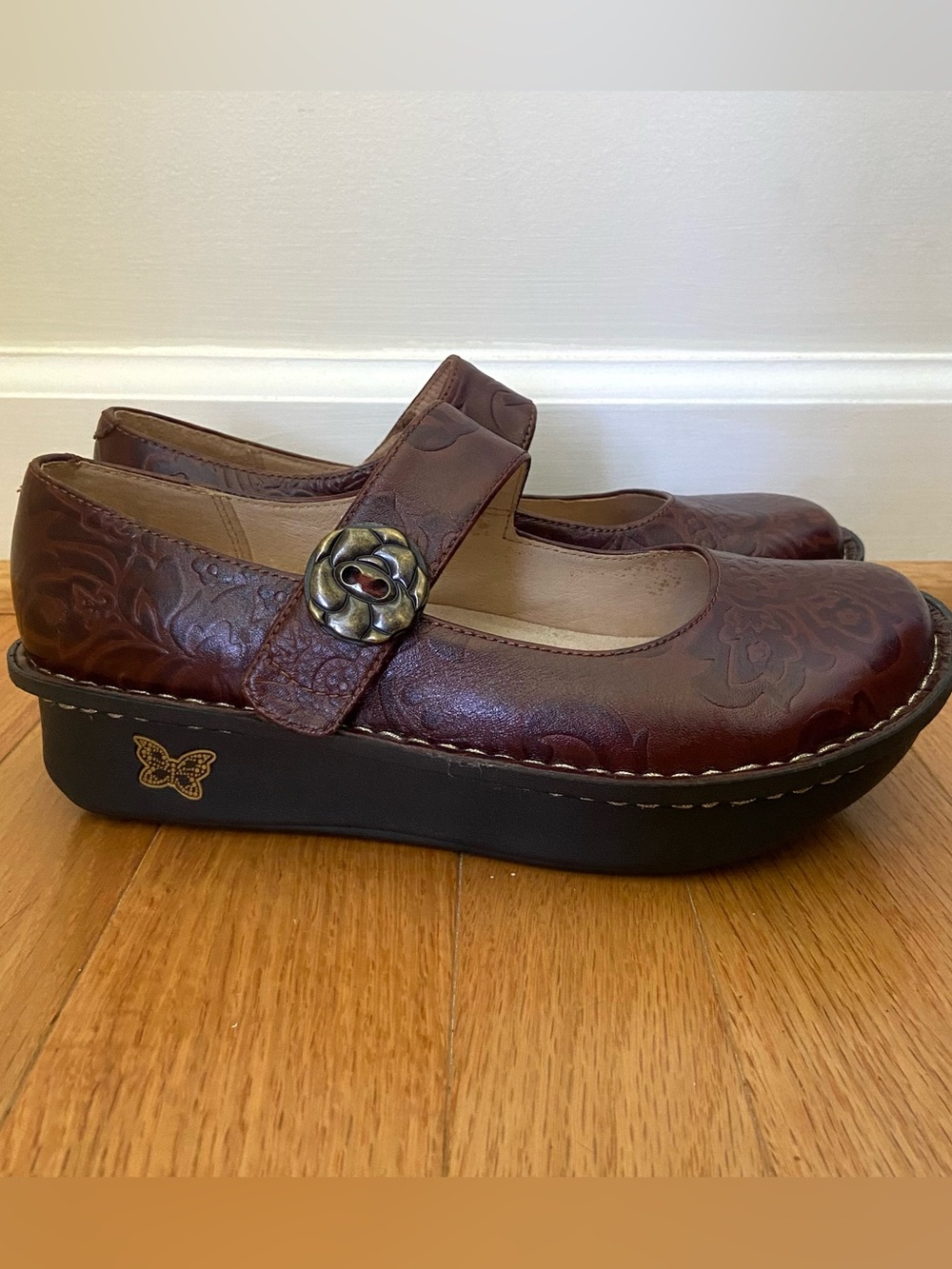 Alegria Paloma Mary Jane Nurse Clogs Comfort Leather Brown Size 37 Artsy Boho